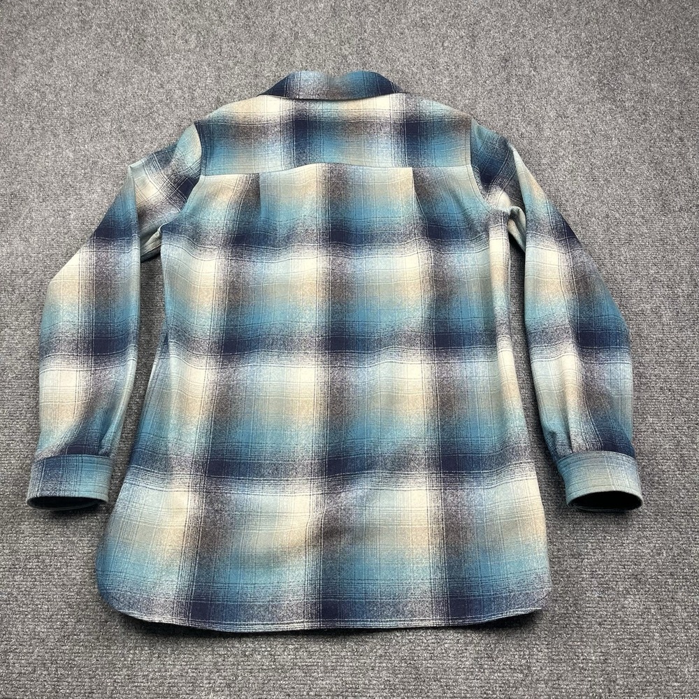Vtg Pendleton Board Shirt Men Size Small Blue White Plaid Wool Button LongSleeve - Picture 4 of 8